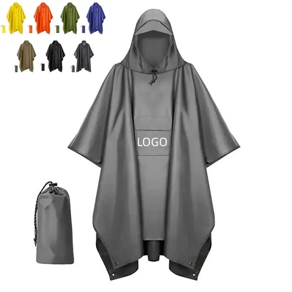 Hooded Rain Poncho for Adult with Pocket - Hooded Rain Poncho for Adult with Pocket - Image 0 of 4