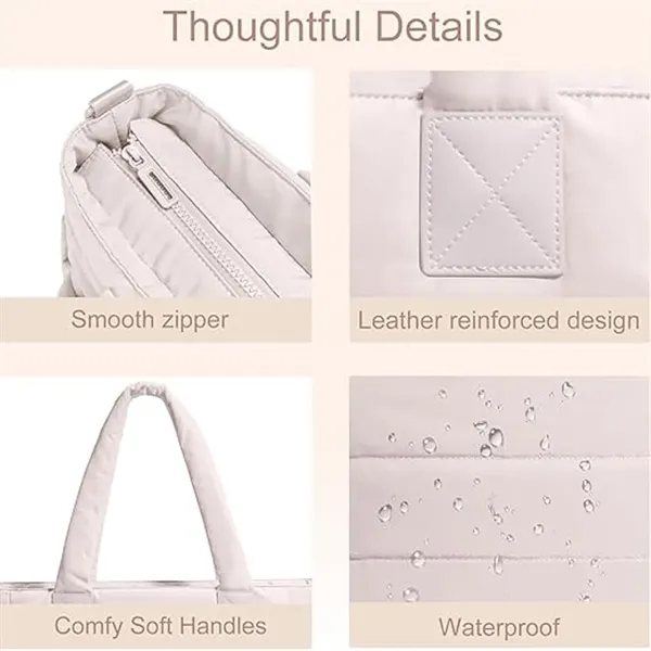 Tote Bag, Puffer Tote Bag Large Quilted Shoulder Bag for Wor - Tote Bag, Puffer Tote Bag Large Quilted Shoulder Bag for Wor - Image 3 of 19