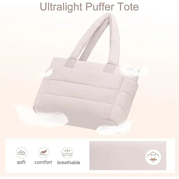 Tote Bag, Puffer Tote Bag Large Quilted Shoulder Bag for Wor - Tote Bag, Puffer Tote Bag Large Quilted Shoulder Bag for Wor - Image 4 of 19