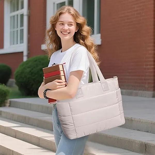 Tote Bag, Puffer Tote Bag Large Quilted Shoulder Bag for Wor - Tote Bag, Puffer Tote Bag Large Quilted Shoulder Bag for Wor - Image 5 of 19