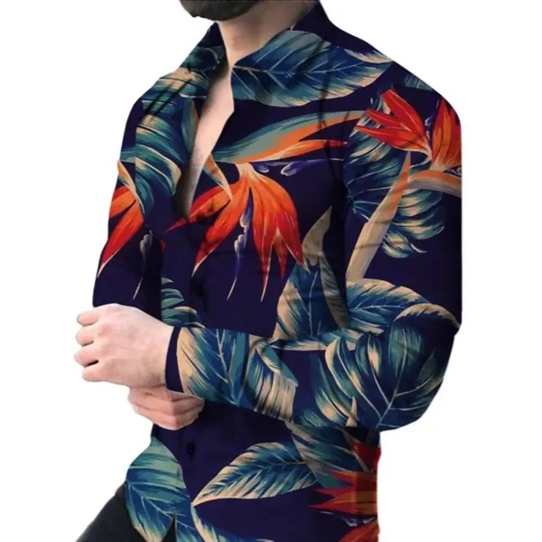 Polyester Printed Long Sleeve Button Down Fit Dress Shirt - Polyester Printed Long Sleeve Button Down Fit Dress Shirt - Image 5 of 6