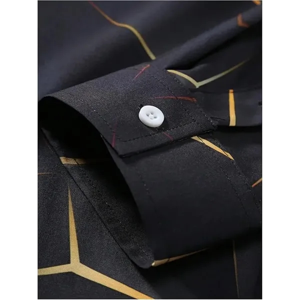 Polyester Printed Long Sleeve Button Down Fit Dress Shirt - Polyester Printed Long Sleeve Button Down Fit Dress Shirt - Image 1 of 6