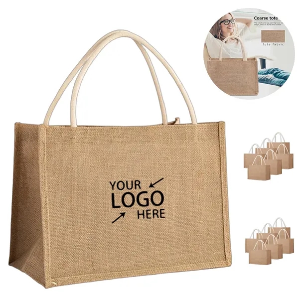 Large Capacity Jute Tote Bag for Work Travel Shopping - Large Capacity Jute Tote Bag for Work Travel Shopping - Image 0 of 5