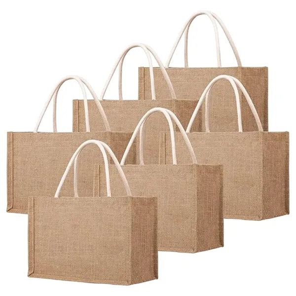Large Capacity Jute Tote Bag for Work Travel Shopping - Large Capacity Jute Tote Bag for Work Travel Shopping - Image 2 of 5