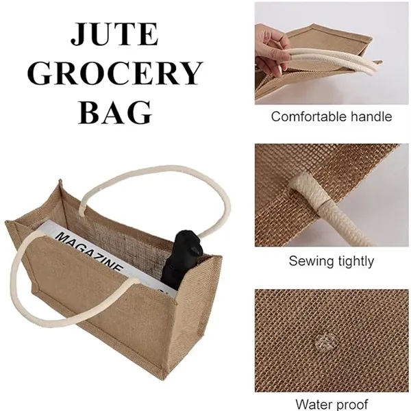 Large Capacity Jute Tote Bag for Work Travel Shopping - Large Capacity Jute Tote Bag for Work Travel Shopping - Image 4 of 5