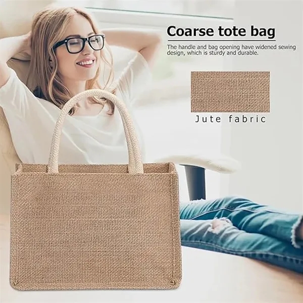 Large Capacity Jute Tote Bag for Work Travel Shopping - Large Capacity Jute Tote Bag for Work Travel Shopping - Image 5 of 5