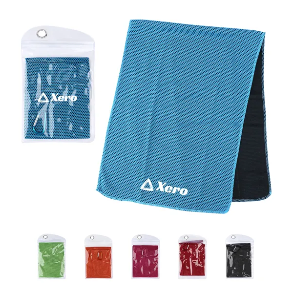 31.5" x 12" Polyester Sport Cooling Towel W/ Bag&Carabiner