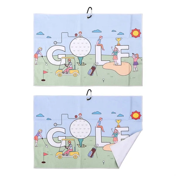 15.75"x23.5" Custom Microfiber Golf Towel W/ Carabiner Clip - 15.75"x23.5" Custom Microfiber Golf Towel W/ Carabiner Clip - Image 1 of 4