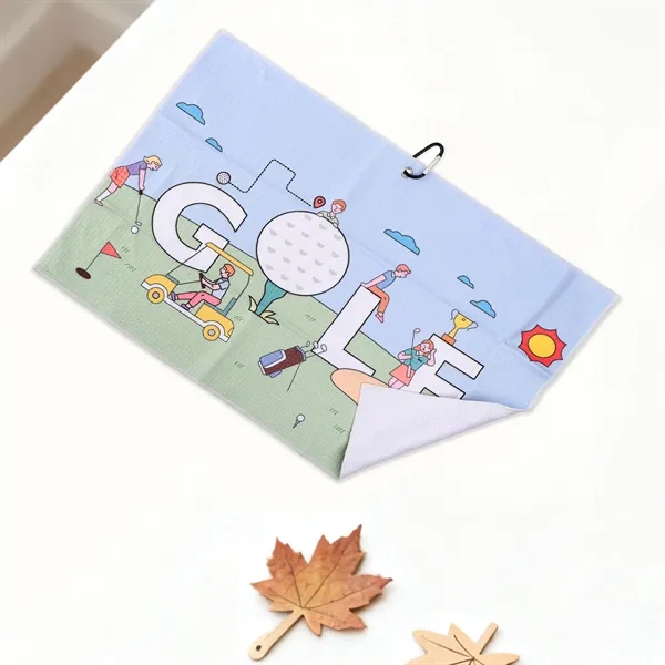 15.75"x23.5" Custom Microfiber Golf Towel W/ Carabiner Clip - 15.75"x23.5" Custom Microfiber Golf Towel W/ Carabiner Clip - Image 2 of 4