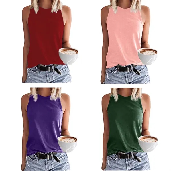 Women's Sleeveless T-Shirt Fashion Vest - Women's Sleeveless T-Shirt Fashion Vest - Image 2 of 8