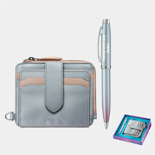 SHEAFFER® Pearlised Gradient Ballpoint Pen w/ Leather Wallet - SHEAFFER® Pearlised Gradient Ballpoint Pen w/ Leather Wallet - Image 0 of 12