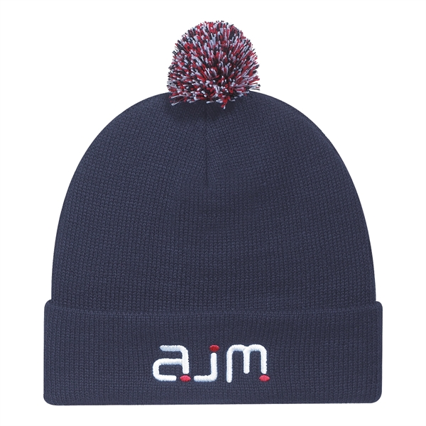 Acrylic Jersey Knit Cuff Toque (Pom Pom) - Acrylic Jersey Knit Cuff Toque (Pom Pom) - Image 0 of 5