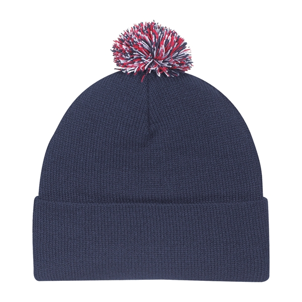 Acrylic Jersey Knit Cuff Toque (Pom Pom) - Acrylic Jersey Knit Cuff Toque (Pom Pom) - Image 1 of 5