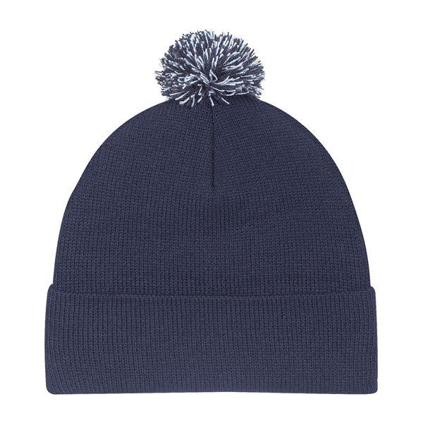 Acrylic Jersey Knit Cuff Toque (Pom Pom) - Acrylic Jersey Knit Cuff Toque (Pom Pom) - Image 2 of 5