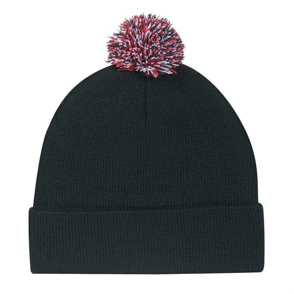 Acrylic Jersey Knit Cuff Toque (Pom Pom) - Acrylic Jersey Knit Cuff Toque (Pom Pom) - Image 4 of 5