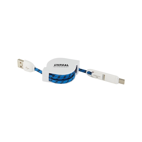 3-in-1 Retractable Fabric Charge-It Cable - 3-in-1 Retractable Fabric Charge-It Cable - Image 2 of 7