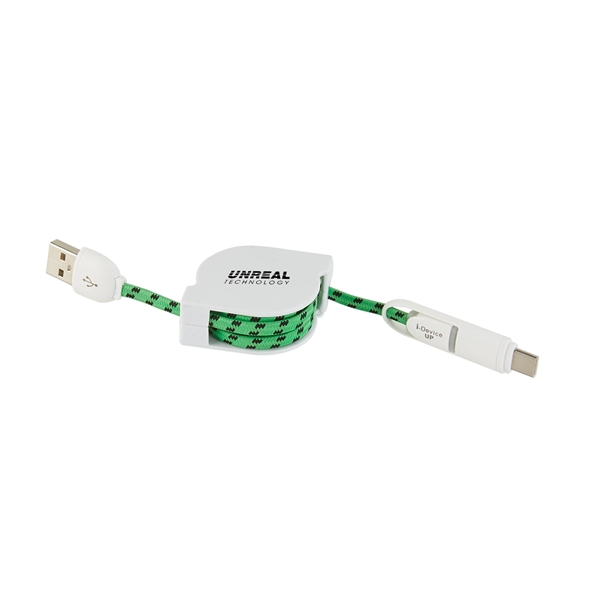 3-in-1 Retractable Fabric Charge-It Cable - 3-in-1 Retractable Fabric Charge-It Cable - Image 4 of 7