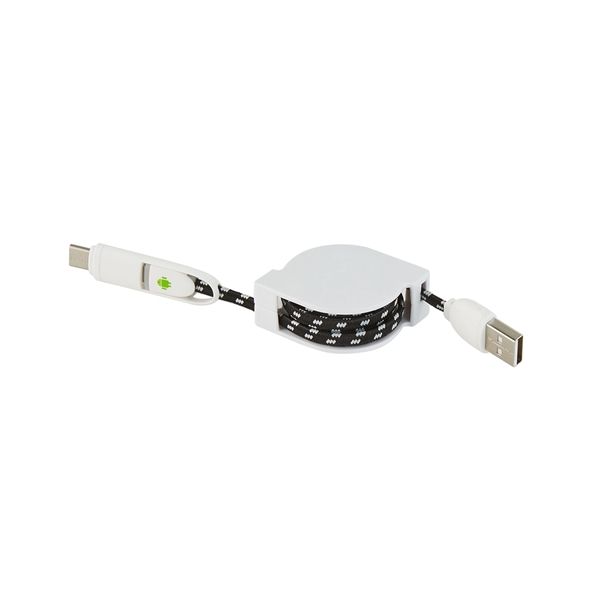 3-in-1 Retractable Fabric Charge-It Cable - 3-in-1 Retractable Fabric Charge-It Cable - Image 1 of 7