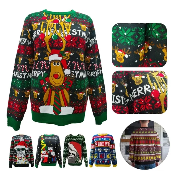 Ugly Knitted Pullover Sweater Crew Neck Christmas Jumper - Ugly Knitted Pullover Sweater Crew Neck Christmas Jumper - Image 0 of 5