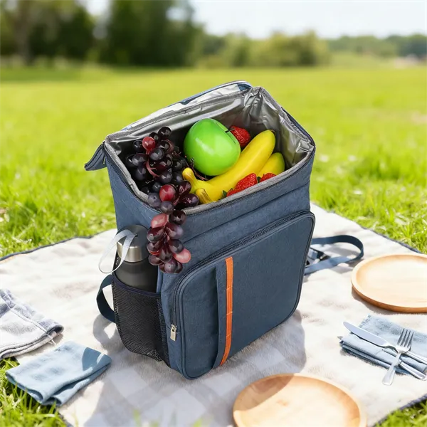 23L Large Oxford Zipper Insulated Backpack Cooler Bag - 23L Large Oxford Zipper Insulated Backpack Cooler Bag - Image 4 of 4