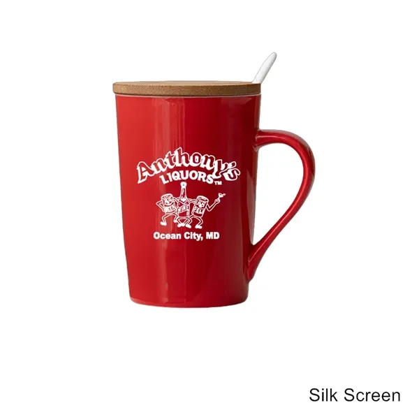 8/12/16/20 oz Ceramic Mug with Bamboo Lid and Spoon - 8/12/16/20 oz Ceramic Mug with Bamboo Lid and Spoon - Image 5 of 7