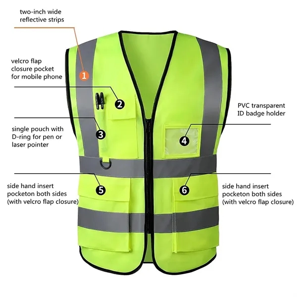 ANSI/ISEA Standards High Visibility Reflective Safety Vest - ANSI/ISEA Standards High Visibility Reflective Safety Vest - Image 1 of 5