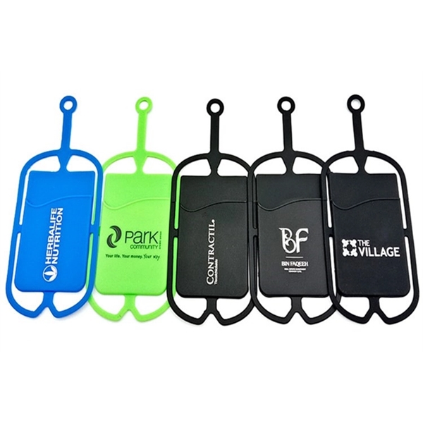 Silicone Phone Wallet w/ Lanyard adhesive card holder - Silicone Phone Wallet w/ Lanyard adhesive card holder - Image 2 of 6