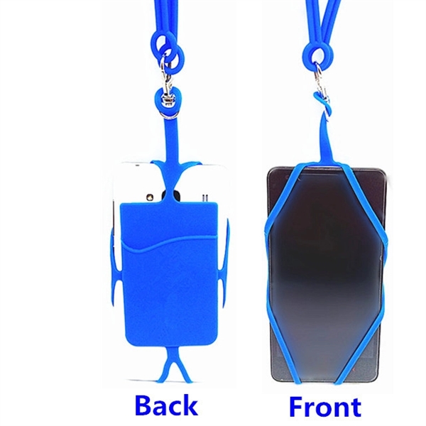Silicone Phone Wallet w/ Lanyard adhesive card holder - Silicone Phone Wallet w/ Lanyard adhesive card holder - Image 4 of 6