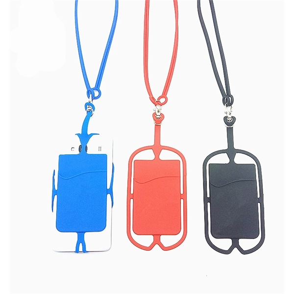 Silicone Phone Wallet w/ Lanyard adhesive card holder - Silicone Phone Wallet w/ Lanyard adhesive card holder - Image 5 of 6