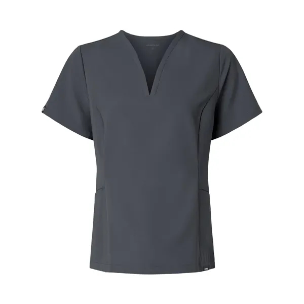 Jaanuu Women's Calix Fit & Flare Scrub V-Neck Top - Jaanuu Women's Calix Fit & Flare Scrub V-Neck Top - Image 5 of 12
