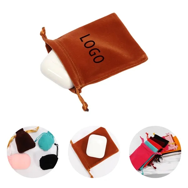 Flocked Drawstring Bag With Logo For Collecting - Flocked Drawstring Bag With Logo For Collecting - Image 0 of 5