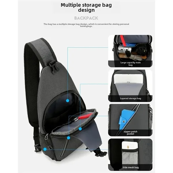 Crossbody Sling Backpack Chest Bag With Adjustable Strap - Crossbody Sling Backpack Chest Bag With Adjustable Strap - Image 3 of 9