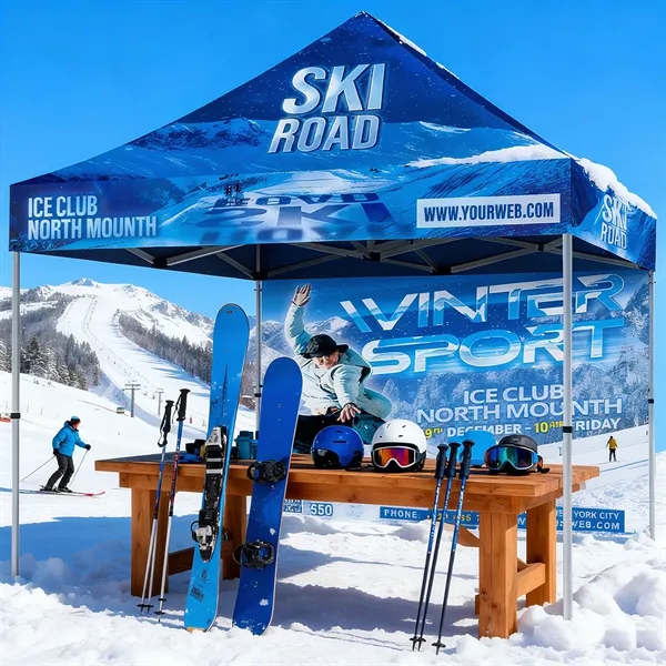 10' X 10' Heavy Duty Tent w/Back Full Wall (Dye Sublimation) - 10' X 10' Heavy Duty Tent w/Back Full Wall (Dye Sublimation) - Image 1 of 2