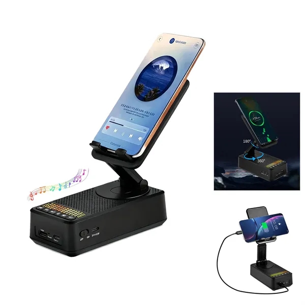 Phone Stand with Wireless Bluetooth Speaker and Power Bank - Phone Stand with Wireless Bluetooth Speaker and Power Bank - Image 0 of 2