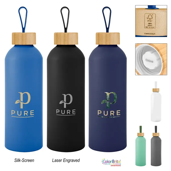 25 Oz. Blaire Recycled Aluminum Bottle With Bamboo Lid An...