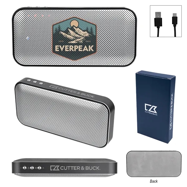 Cutter & Buck® Aluminum Suede Speaker And Power Bank - Cutter & Buck® Aluminum Suede Speaker And Power Bank - Image 1 of 2