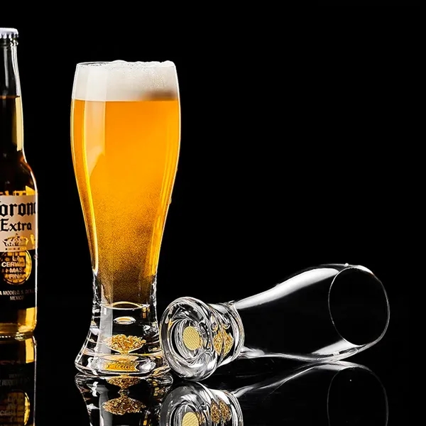 17.5 oz Craft Beer Glasses Pilsner Style with Gold Foil Base - 17.5 oz Craft Beer Glasses Pilsner Style with Gold Foil Base - Image 3 of 4