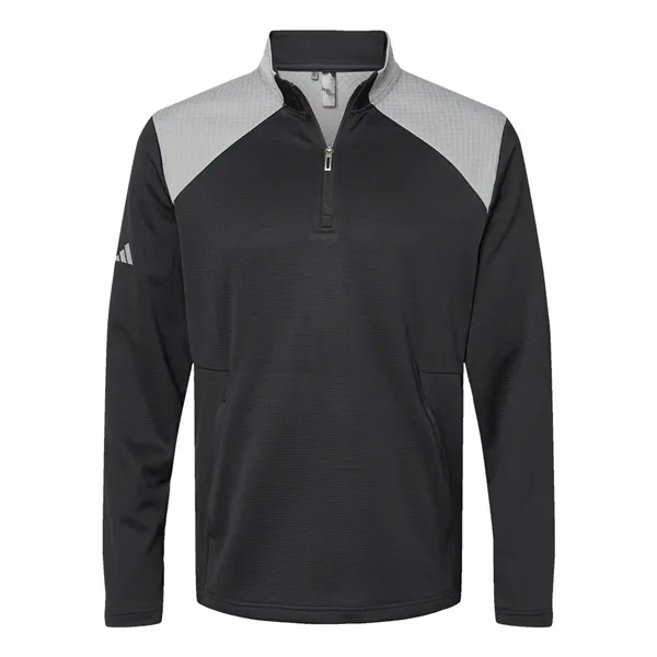 Adidas Men's Textured Mixed Media Quarter-Zip Pullover - Adidas Men's Textured Mixed Media Quarter-Zip Pullover - Image 1 of 6