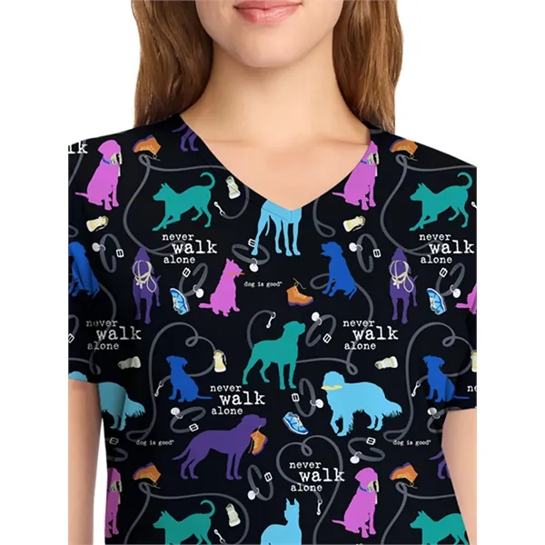 Cherokee - Tooniforms - Women's V-Neck Print Top - Cherokee - Tooniforms - Women's V-Neck Print Top - Image 16 of 17