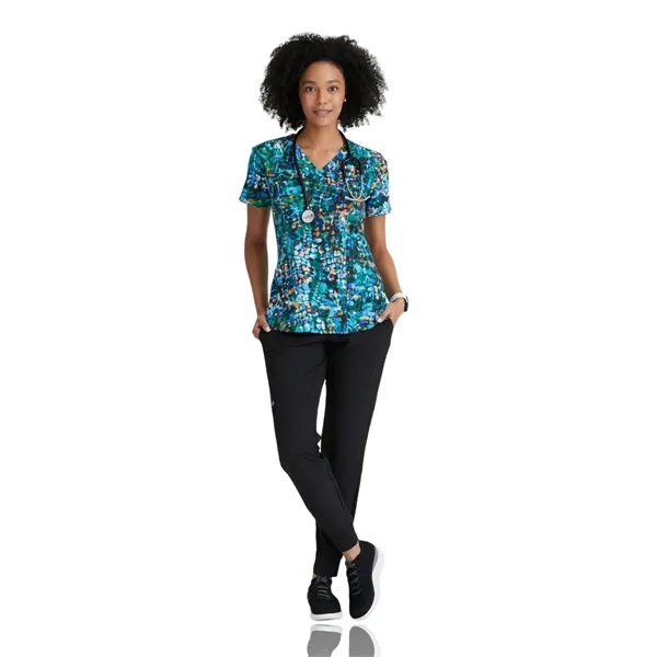 Barco One - Women's Four-Pocket V-Neck Thrive Print Scrub... - Barco One - Women's Four-Pocket V-Neck Thrive Print Scrub... - Image 2 of 8