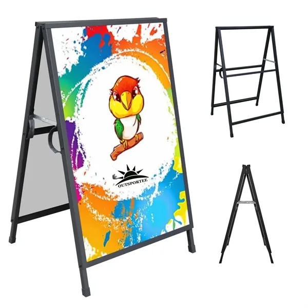 Metal Folding Sidewalk A Frame Sign Corrugate Plastic Poster - Metal Folding Sidewalk A Frame Sign Corrugate Plastic Poster - Image 0 of 5