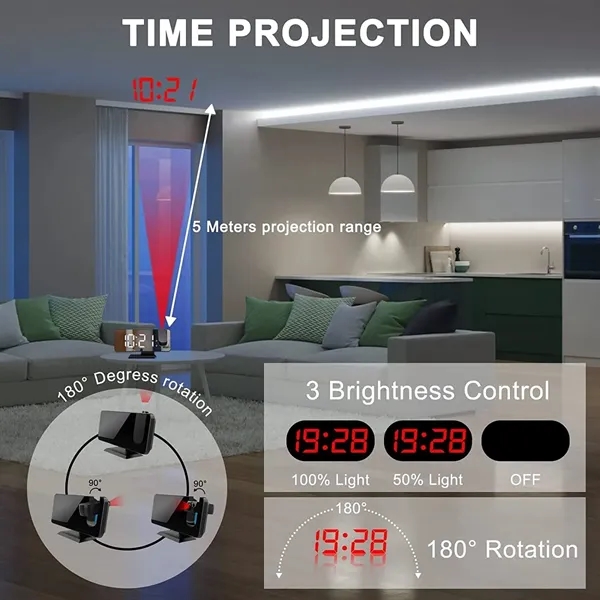 Projection Alarm  Clock for Bedrooms Ceiling - Projection Alarm  Clock for Bedrooms Ceiling - Image 6 of 9