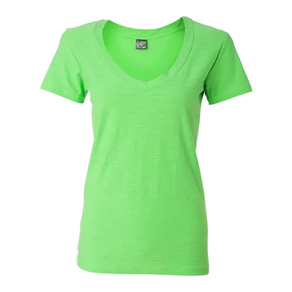 J. America Women's V-Neck Slub T-Shirt - J. America Women's V-Neck Slub T-Shirt - Image 4 of 15