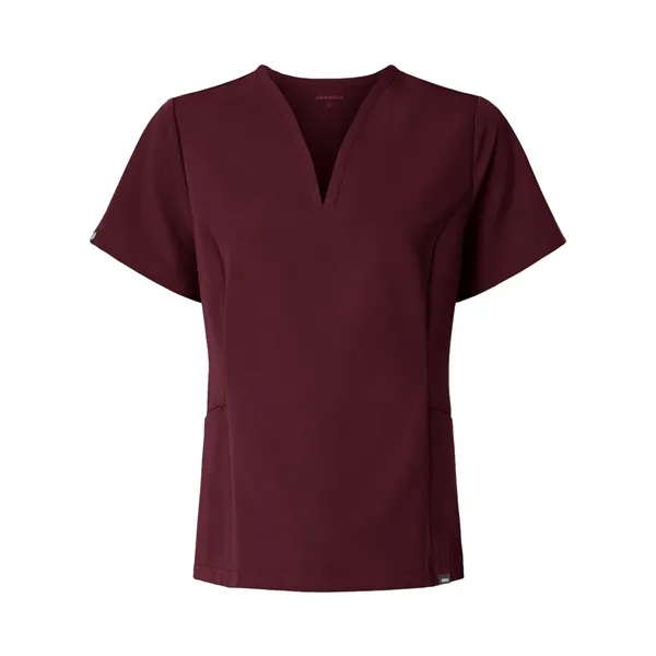 Jaanuu Women's Calix Fit & Flare Scrub V-Neck Top - Jaanuu Women's Calix Fit & Flare Scrub V-Neck Top - Image 3 of 12