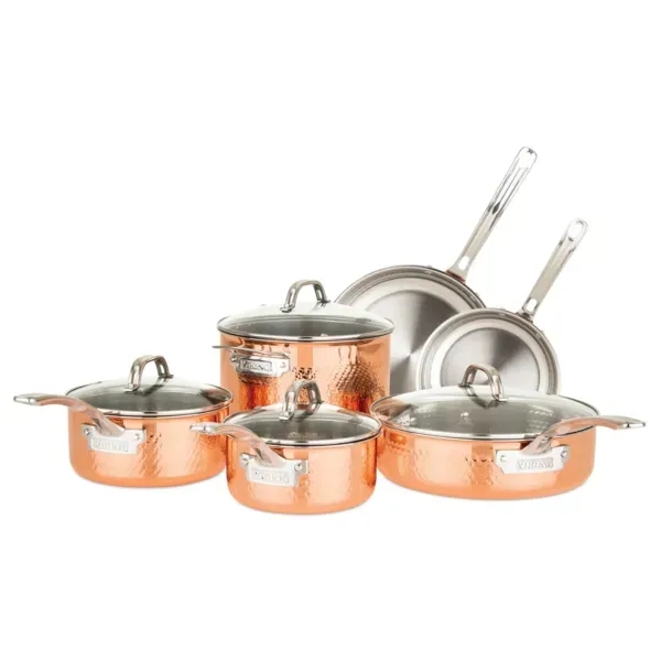 Viking 3-Ply Hammered Copper Clad 10-Piece Cookware Set - Viking 3-Ply Hammered Copper Clad 10-Piece Cookware Set - Image 0 of 0