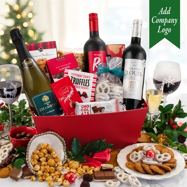 Joy to the World Triple Wine Basket - Joy to the World Triple Wine Basket - Image 0 of 3