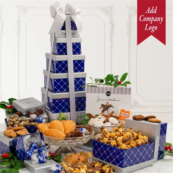 Silver Stripes 8-Tier Snack Tower Gift Set - Silver Stripes 8-Tier Snack Tower Gift Set - Image 0 of 3