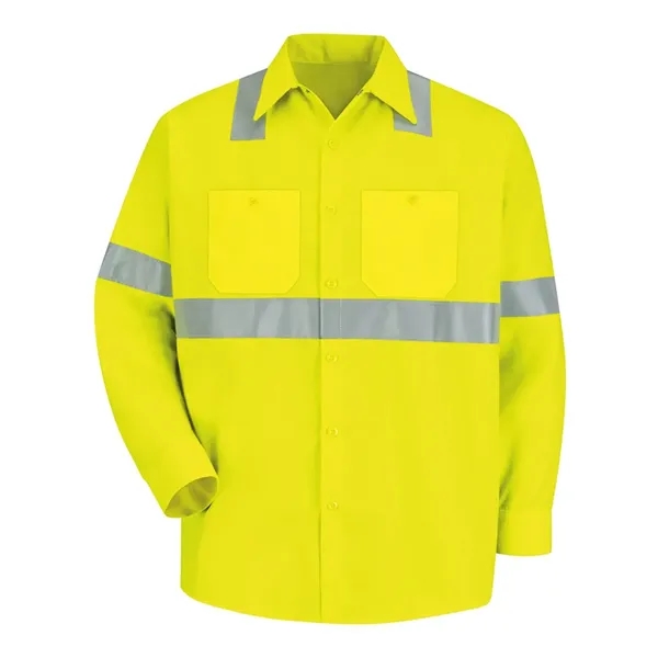Red Kap Men's High Visibility Safety Long Sleeve Work Shirt - Red Kap Men's High Visibility Safety Long Sleeve Work Shirt - Image 3 of 8