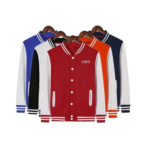 Casual Baseball Uniform Long Sleeve Sport Bomber Jacket Coat - Casual Baseball Uniform Long Sleeve Sport Bomber Jacket Coat - Image 0 of 1