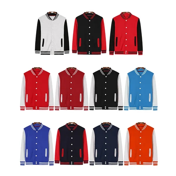 Casual Baseball Uniform Long Sleeve Sport Bomber Jacket Coat - Casual Baseball Uniform Long Sleeve Sport Bomber Jacket Coat - Image 1 of 1